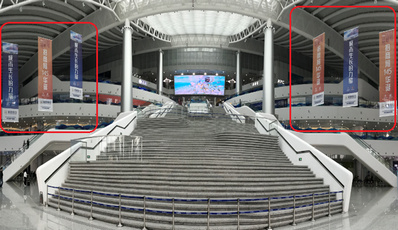 主樓1F大廳處吊旗廣告 主樓1F大廳處吊旗廣告